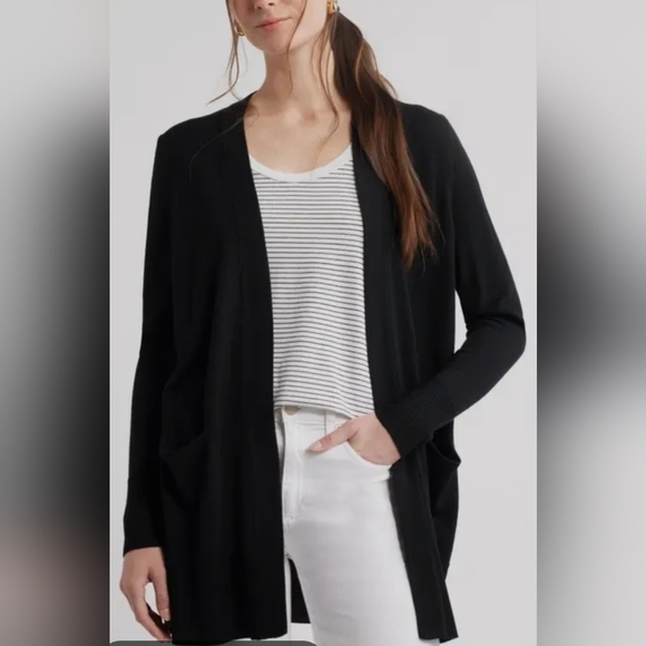 Michael Michael Kors Long Sleeve Open-Front Cardigan Sz  Large Black - Picture 1 of 14